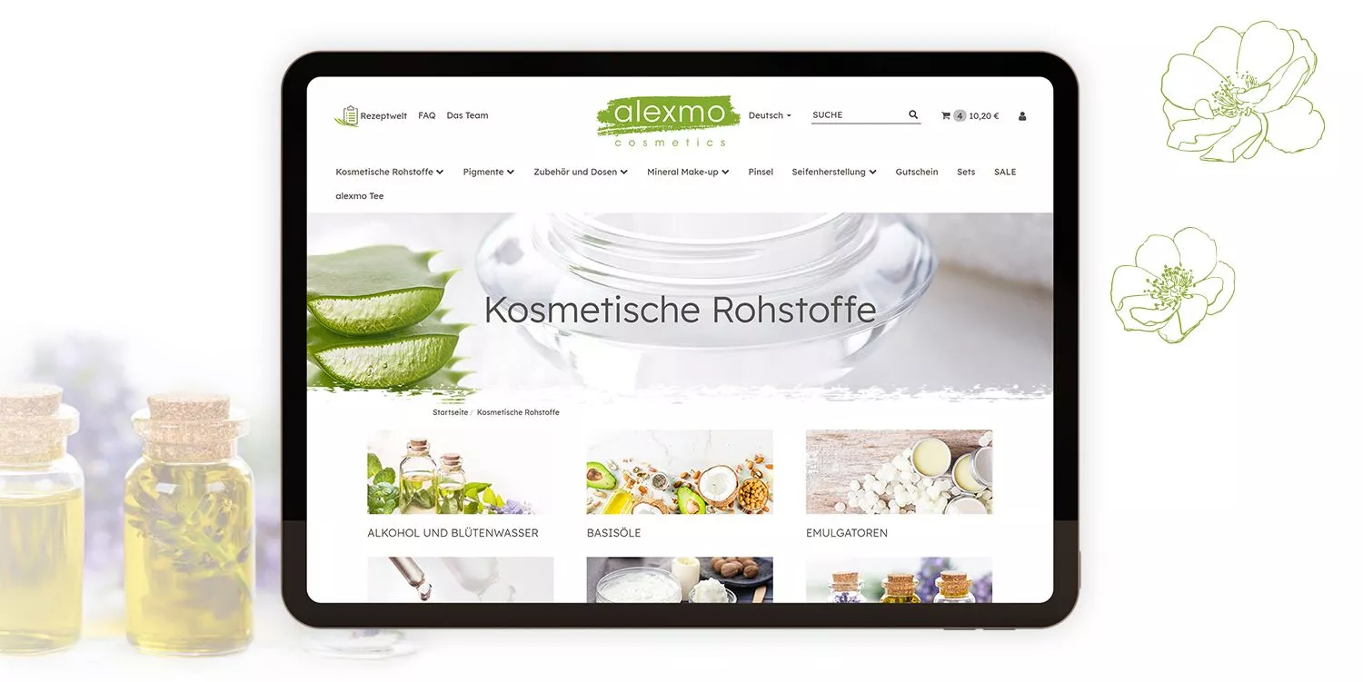 Kosmetikprodukte Individualprogrammierung - Tablet mit mobiler Ansicht der Individualprogrammierung