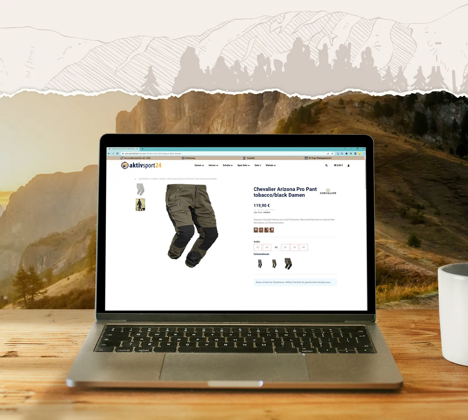 Aktivsport24 Produktdetailseite - Detailseite mit Darstellung eines Produkts auf dem Laptop