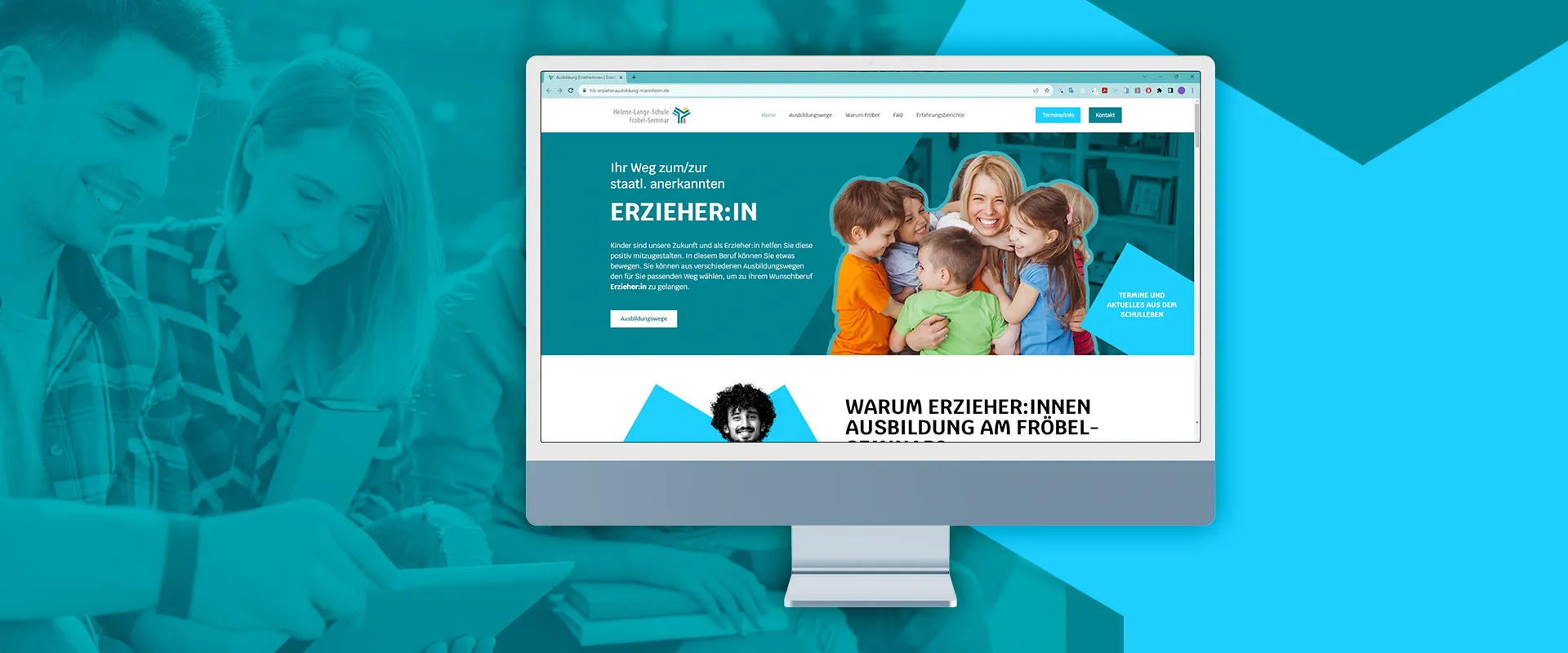 Helene-Lange-Schule - Fröbel-Seminar Webseite auf PC-Bildschirm