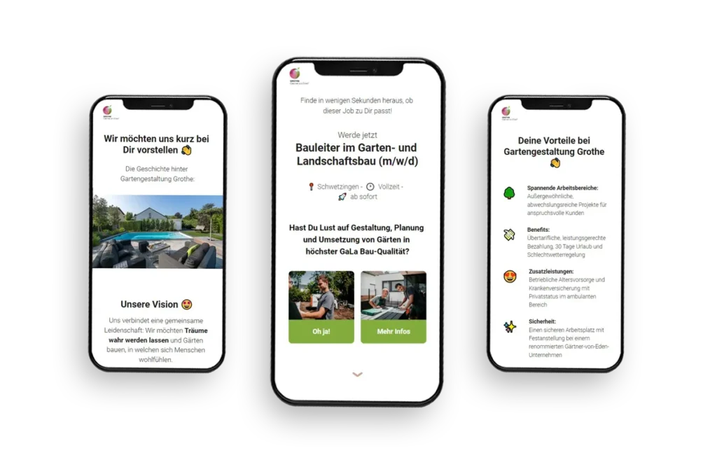 Instagram Recruiting - Drei Smartphones, die Social-Media-Kanäle bespielen zur Mitarbeitergewinnung
