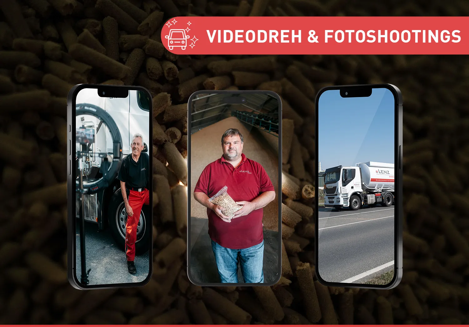 Lenz Energie Videodreh und Fotoshooting - Videos und Fotos auf Handy präsentiert
