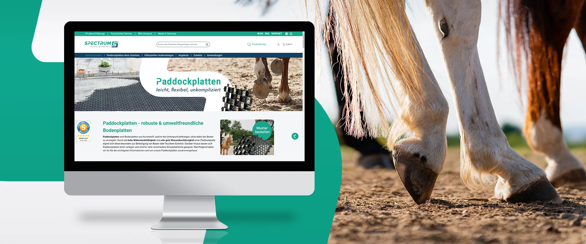 Spectrum Paddockplatten Shop - Monitor mit Spectrum Paddockplatten Shop Startseite