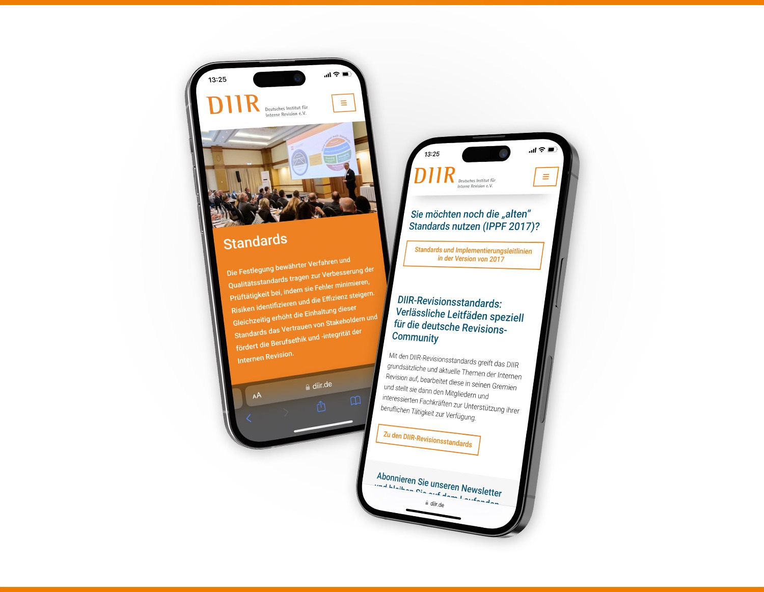Softwareentwicklung DIIR Referenz imc Digitalagentur – Mobile Ansicht der DIIR Webseite