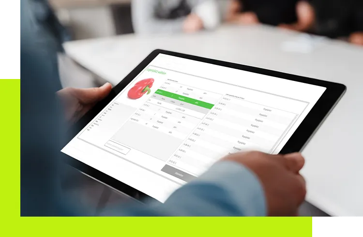 Lagerlogistik - Tablet mit geöffneter Produktverwaltung