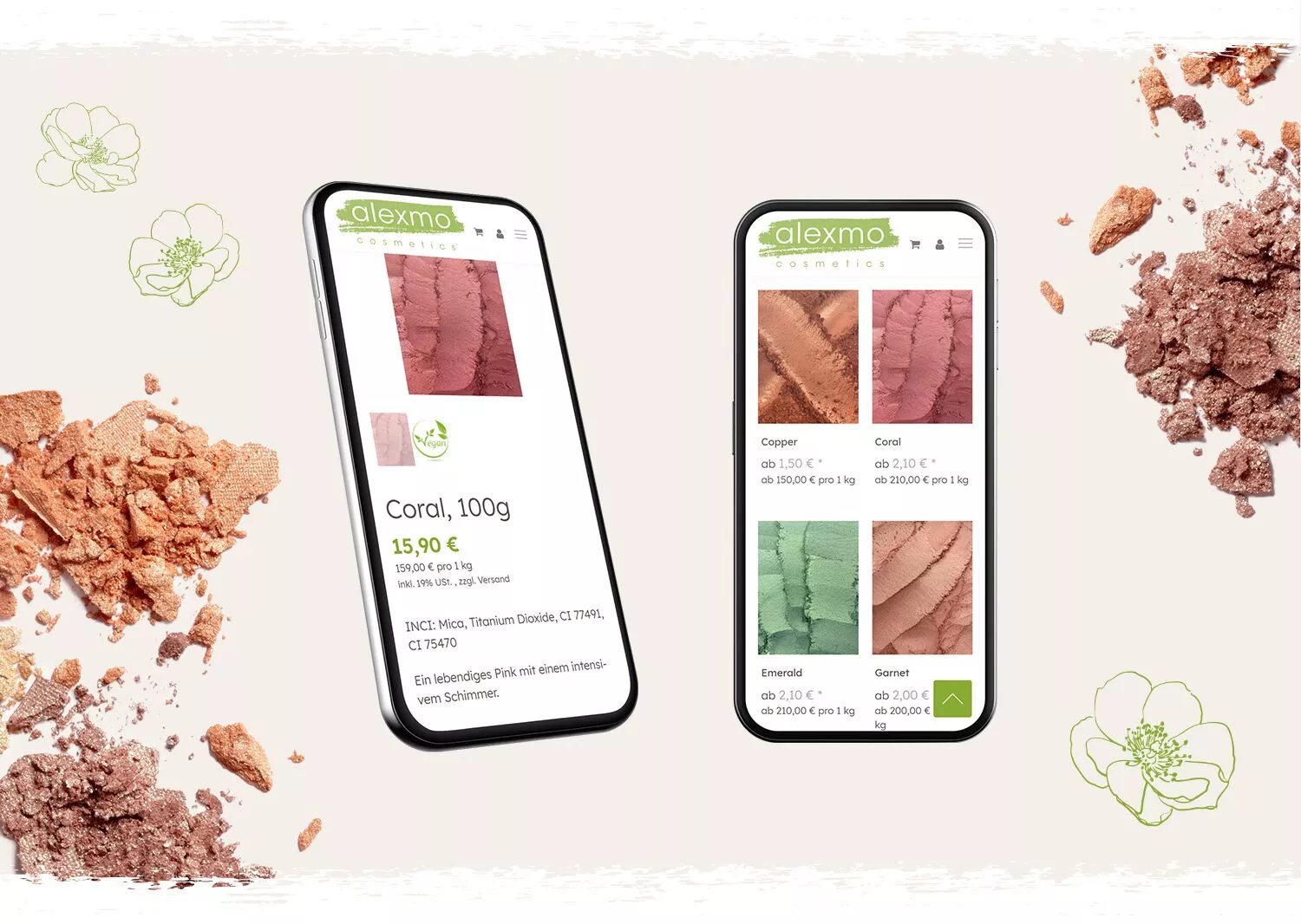 Individualprogrammierung Onlineshop für Naturprodukte - Handy mit Onlineshop für Naturkosmetik