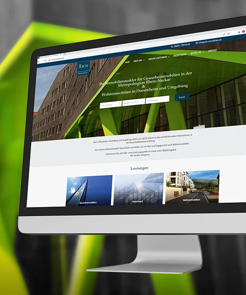 Referenz Internetagentur - Webauftritt für einen Immobilienmakler auf einem Monitor