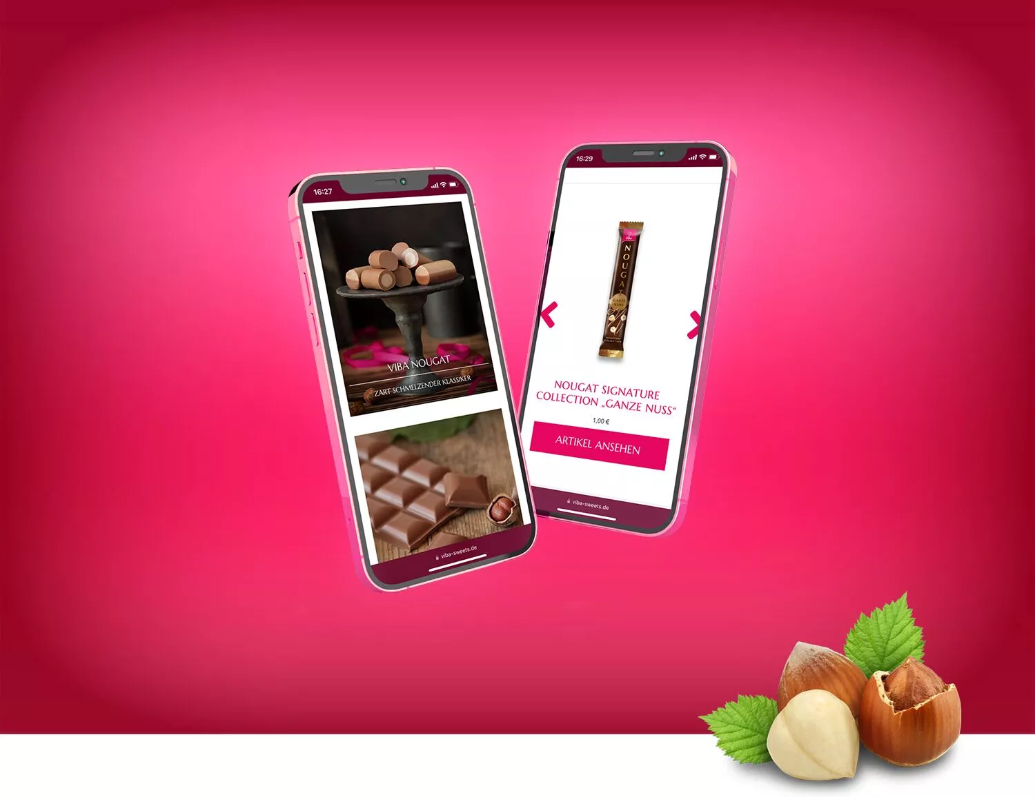 Schokoladenhersteller neuer Onlineshop - Mobile Ansicht neuer Onlinshop auf Smartphone