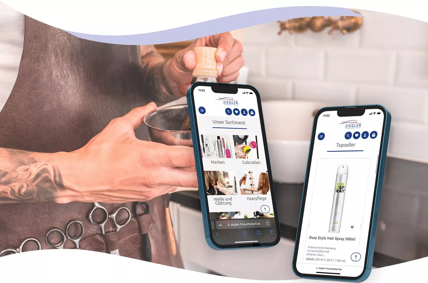Websiteerstellung Friseurbedarf - Mobile Ansichten der Websiteerstellung