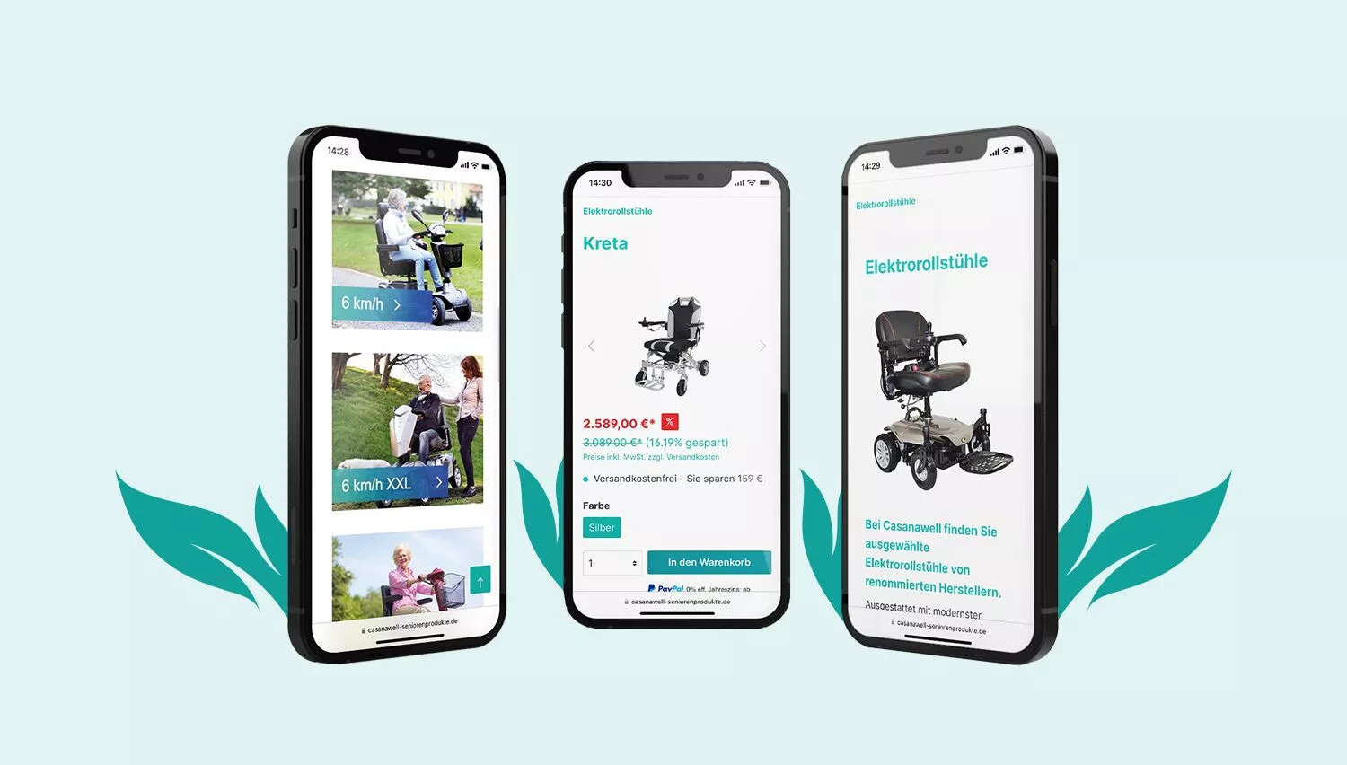 Seniorenprodukte Onlineshop - Mobile Ansichten des Shops