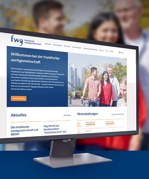 CMS WordPress Webseite – Ansicht von fwg Webseite auf Desktop-Bildschirm