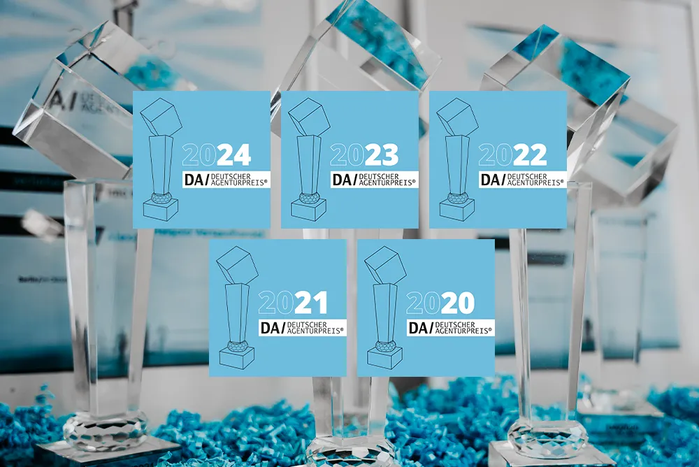 Deutscher Agenturpreis - Badges der Jahre 2020 bis 2024