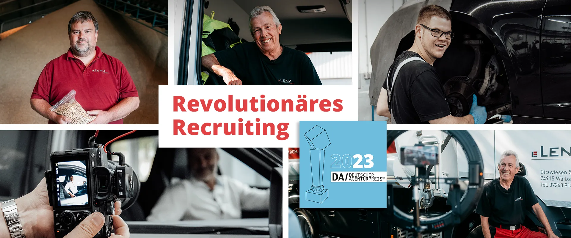 Social Recruiting Lenz Energie Agenturpreis 2023 - Fotos von Lenz Mitarbeitern bei einem Fotoshooting