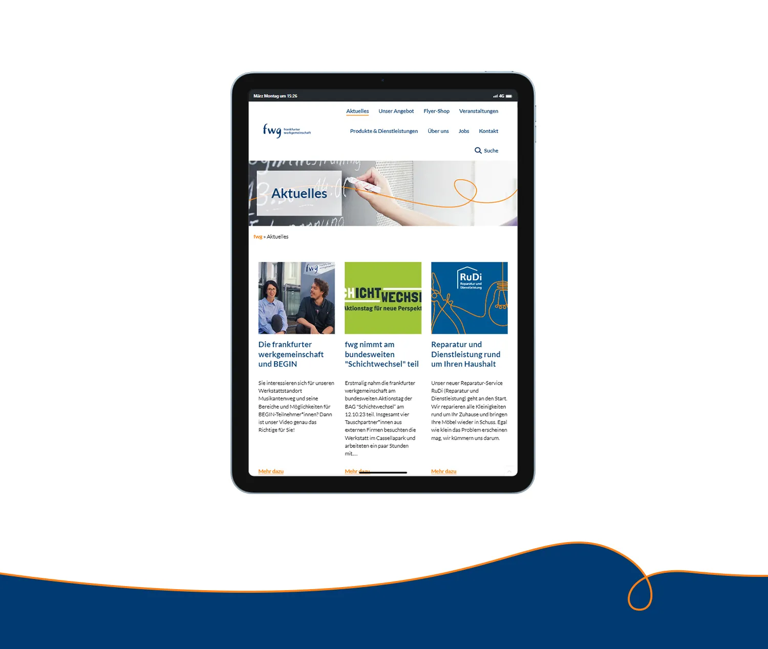 SEO Strategie Webseite – Webseite von fwg auf Tablet als Referenz von imc