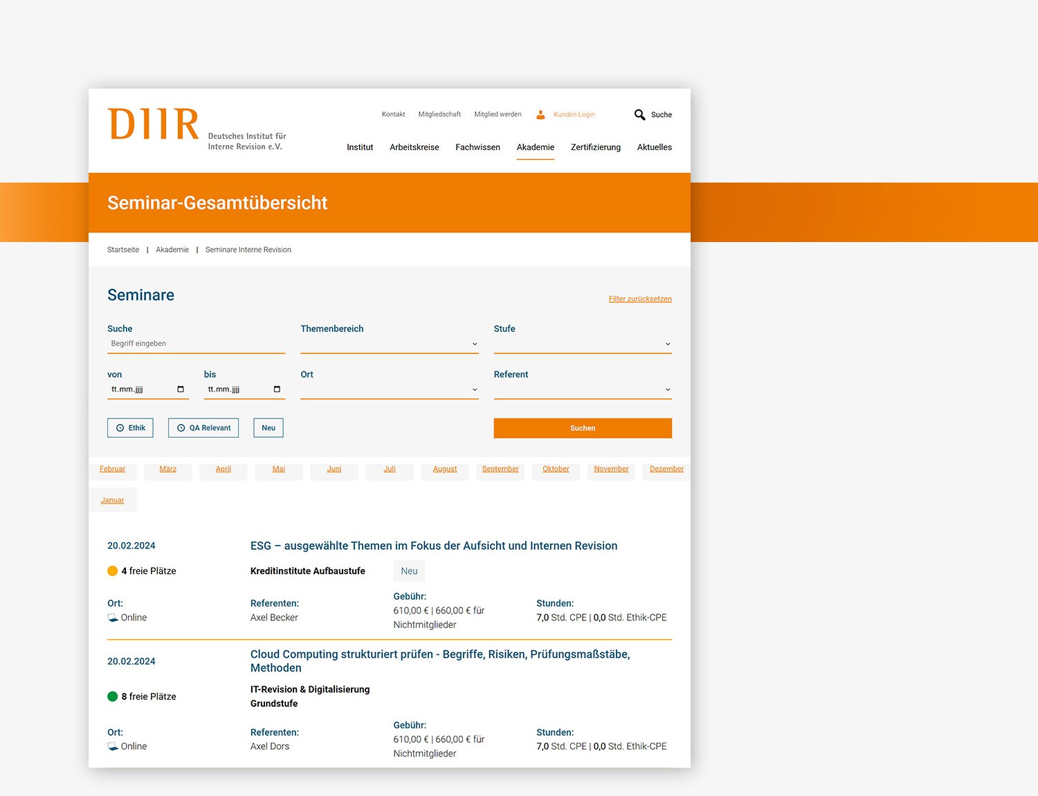 Webdesign Softwareentwicklung – Seminar-Übersicht von DIIR