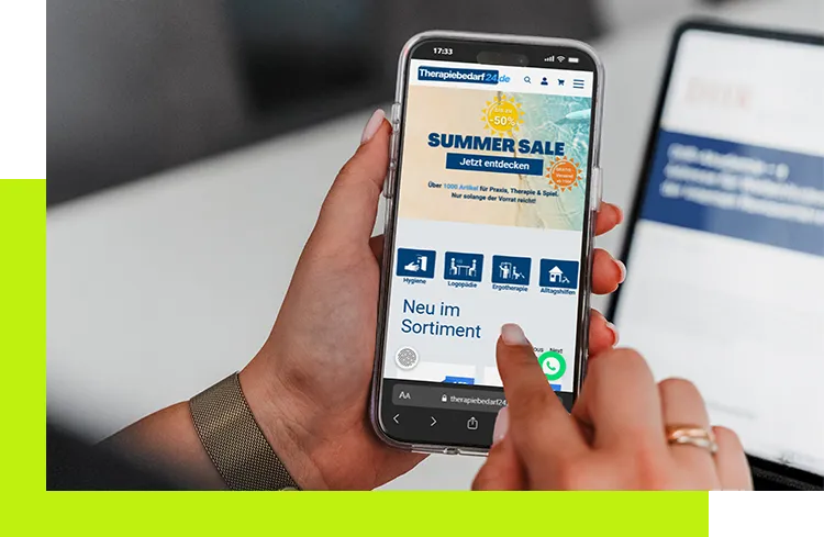 JTL Shop - Smartphone mit geöffnetem JTL-Shop und JTL-Wawi-System