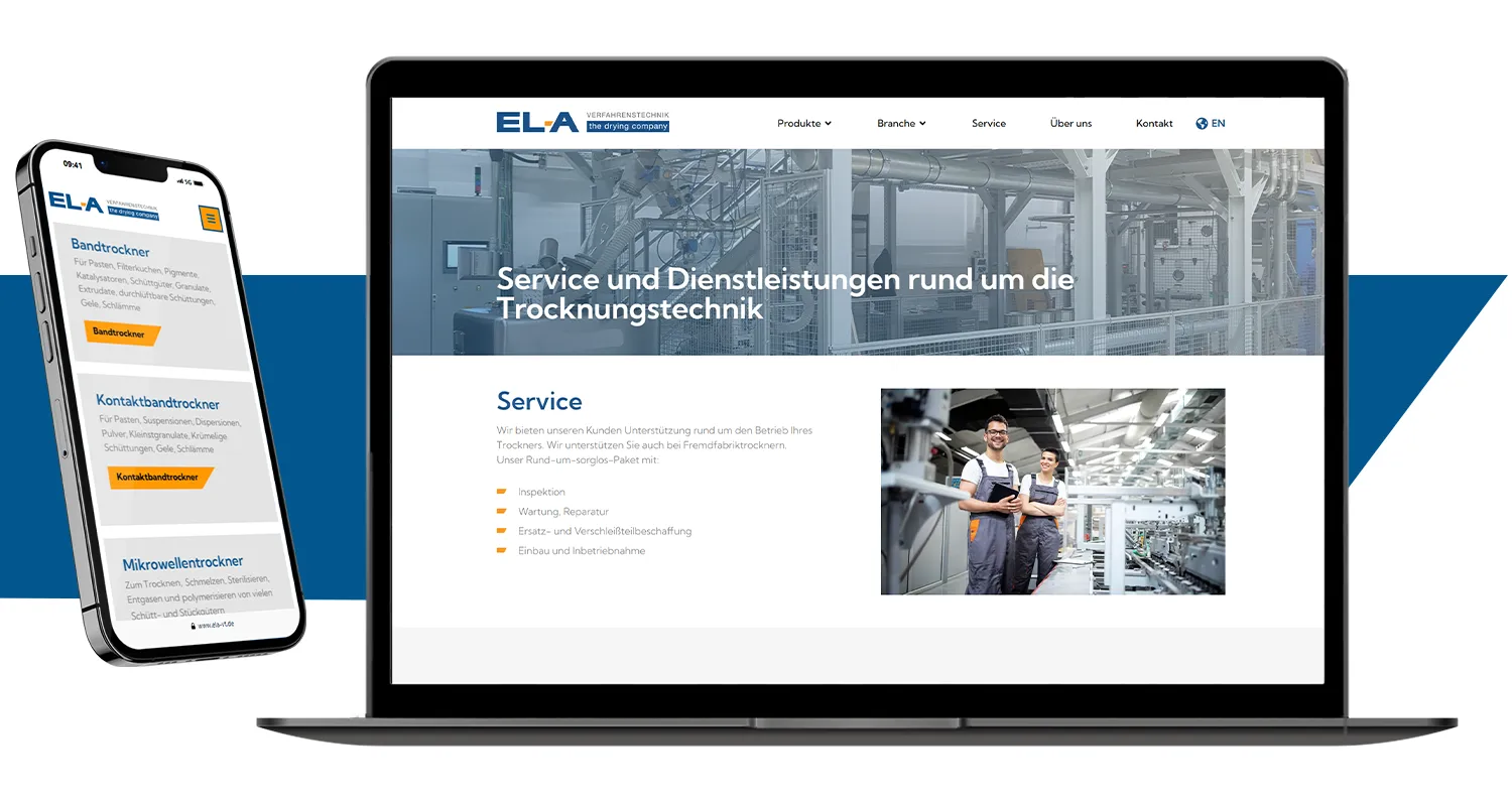 Corporate Design Referenz imc - Responsives Webdesign für die B2B-Industrie mit Service- und Dienstleistungen rund um industrielle Trocknungsanlagen