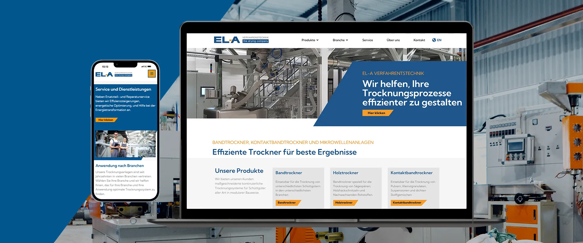 User Experience EL-A - Responsive Website von EL-A Verfahrenstechnik auf Laptop und Smartphone