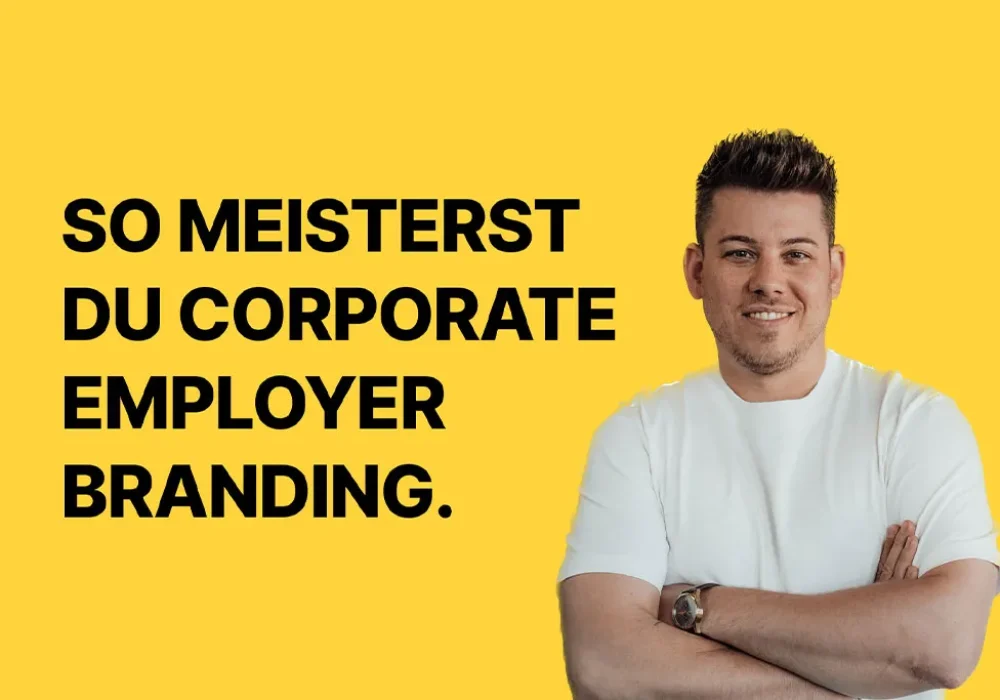 Social-Recruiting imc - Daniel Jost lächelt, neben ihm ein Schriftzug, welcher Corporate Employer Branding anspricht