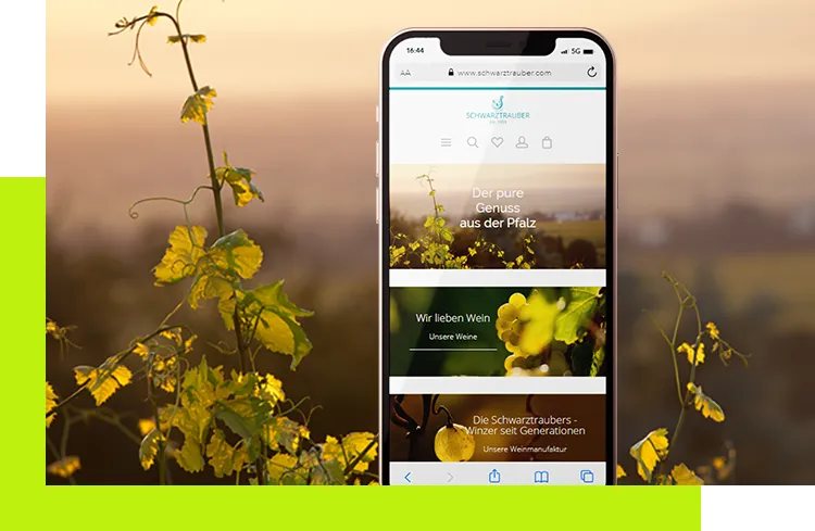 Digitalagentur in Mannheim - Internethandel Onlineshop für Weinmanufaktur auf Smartphone
