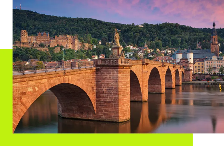 Heidelberg Schloss - Abendstimmung Alte Brücke und Heidelberger Schloss