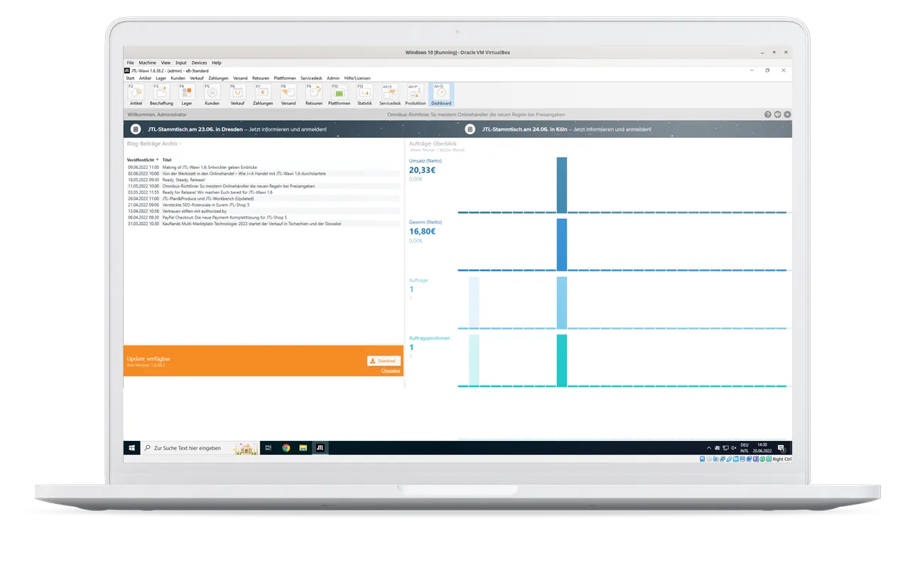Shopware Partner - Bildschirm mit Shopware Tool