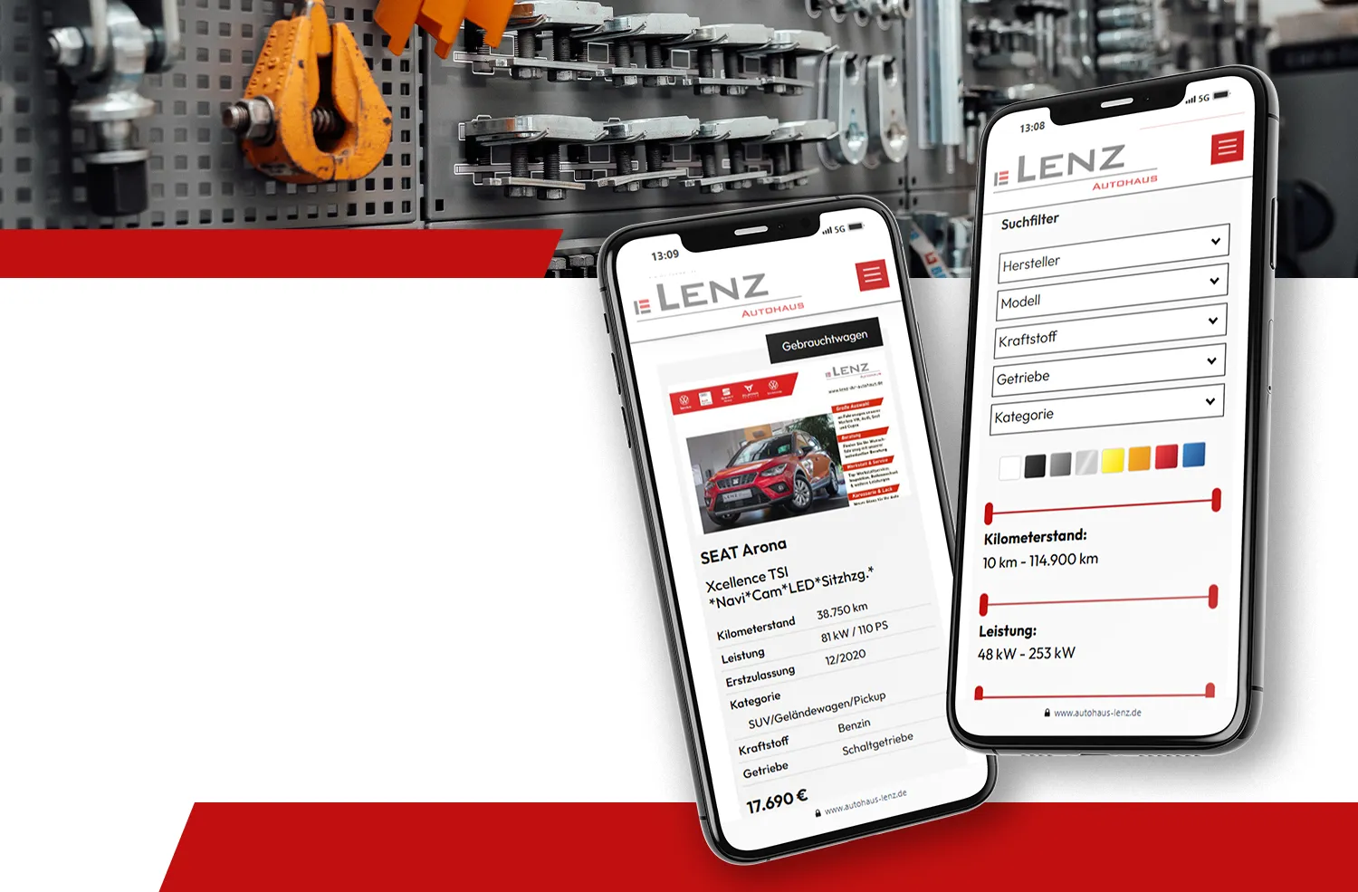 Corporate Website Referenz imc – Mobile Ansicht der neuen Webseite von Lenz Autohaus