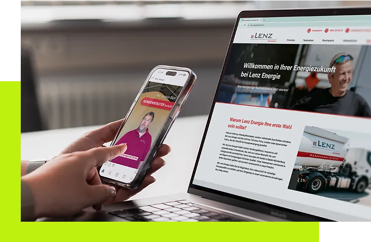 Mitarbeitersuche Social Media - Abspielen eines Recruiting-Videos auf dem Smartphone in Kombination mit Unternehmenswebsite