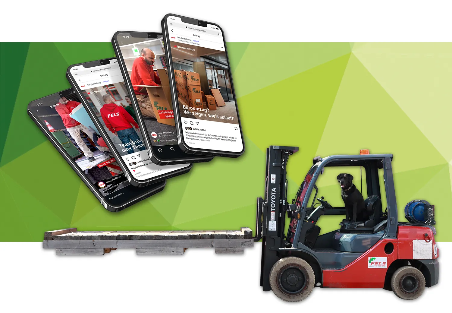 Social Media Fels Referez imc - Social-Media-Reels als Referenz für die Fritz Fels GmbH mit Stapler-Motiv